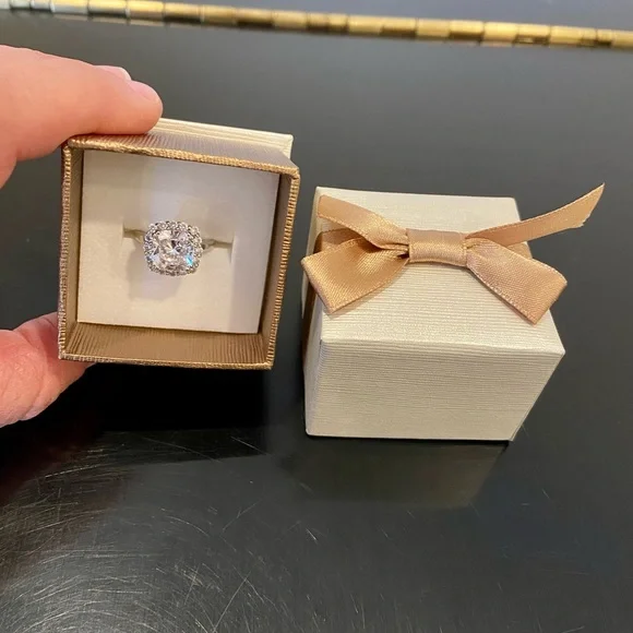 Luxury Authentic Birkat Elyon Cubic Zirconia Cushion Cut 3.5 ct 14K ring